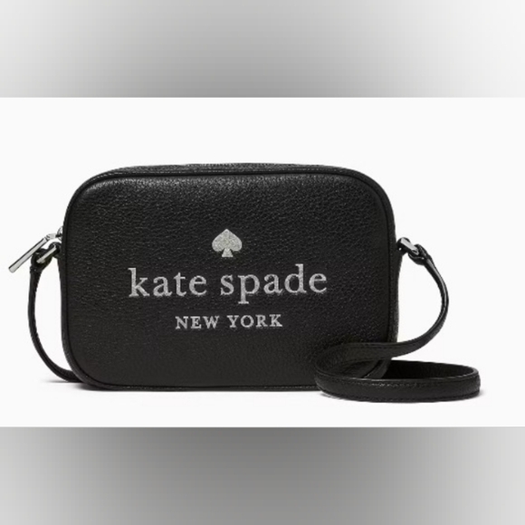 Kate Spade Black Leathet Glitter On Mini Camera Bag - Picture 1 of 16